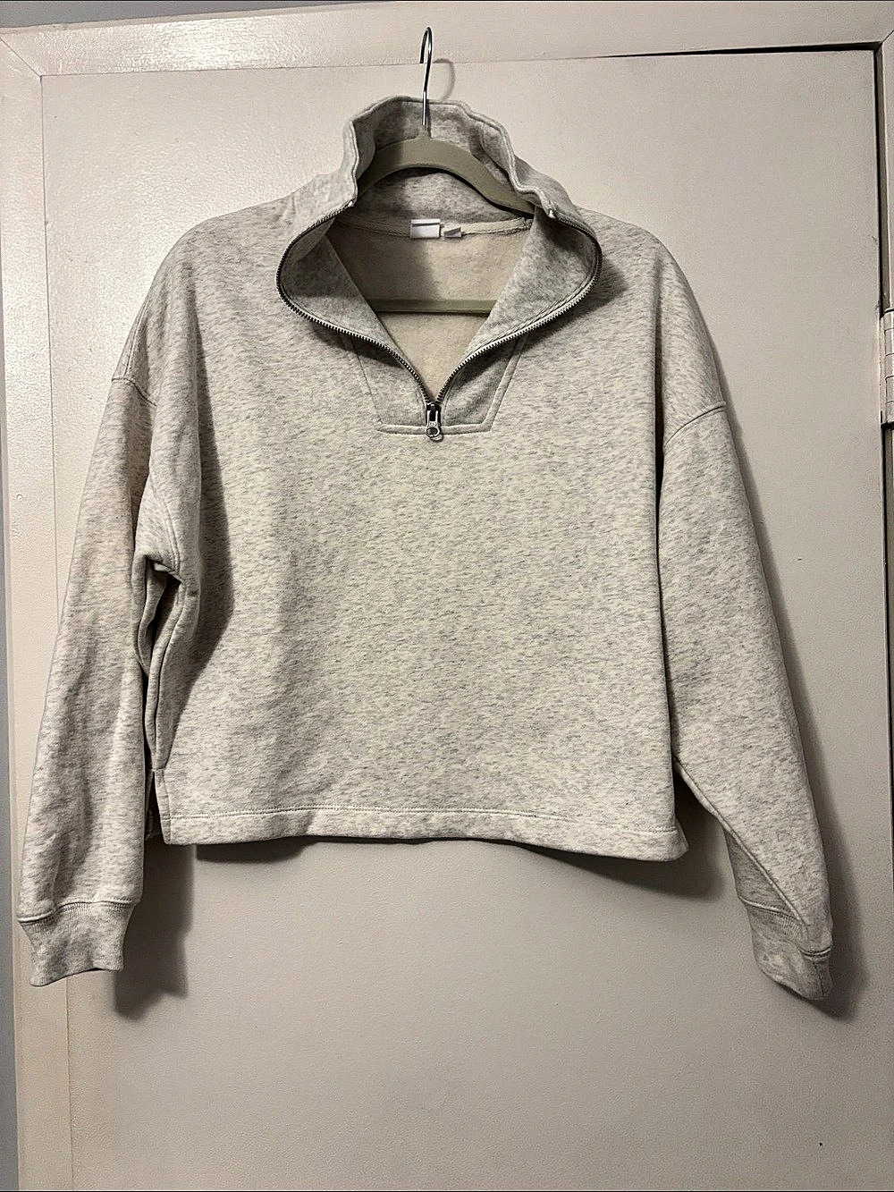Gap VintageSoft Cropped Half-Zip Pullover Gray